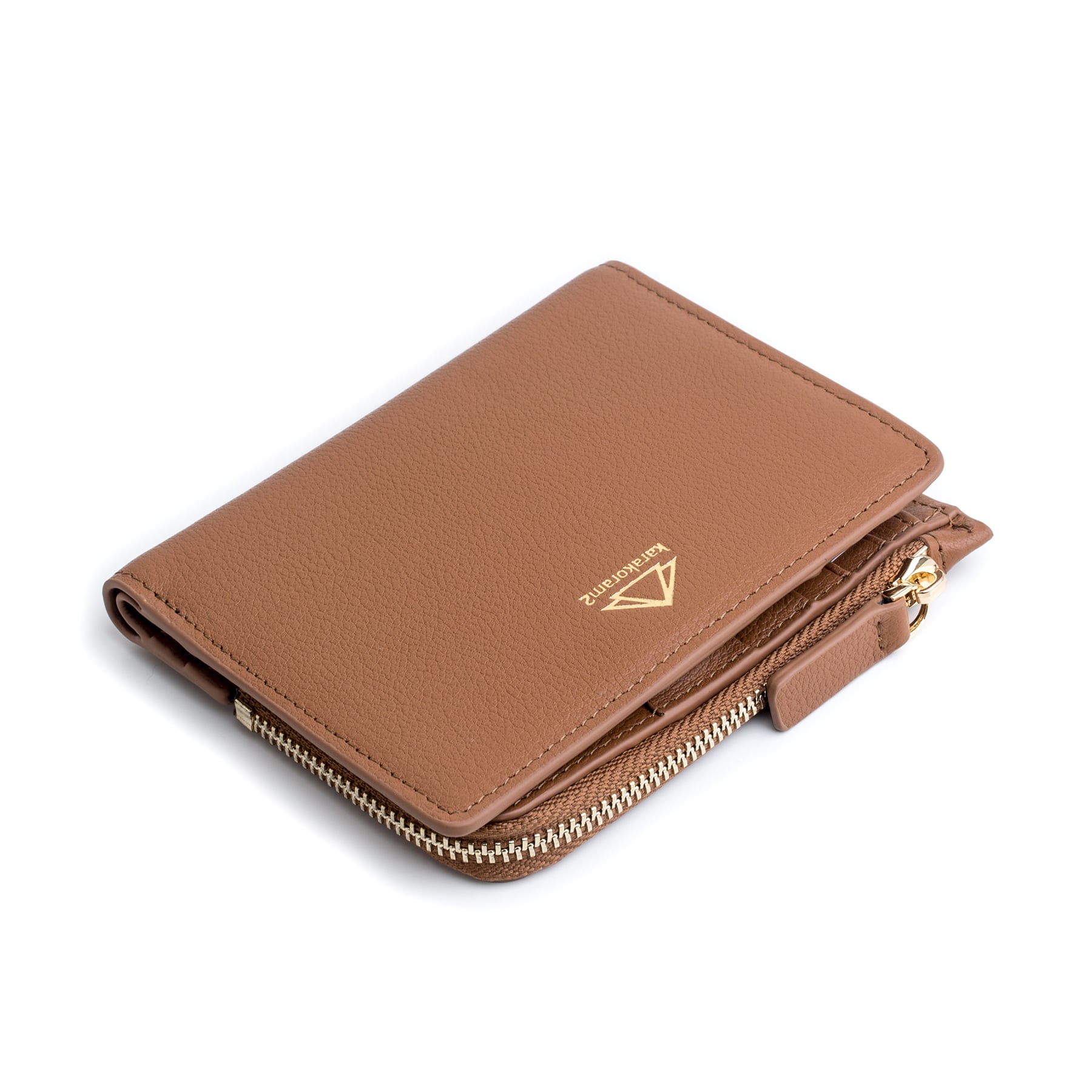 Mighty slim womens wallet coin pouch caramel brown ladies purse