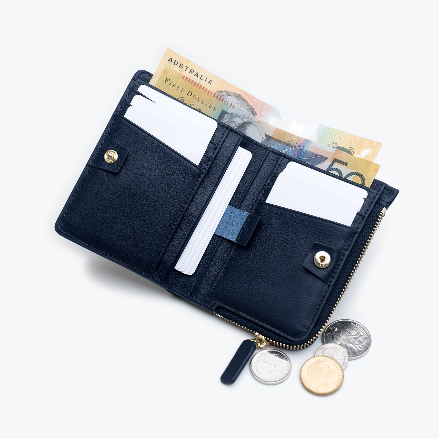 Mighty slim womens wallet coin pouch navy blue ladies purse