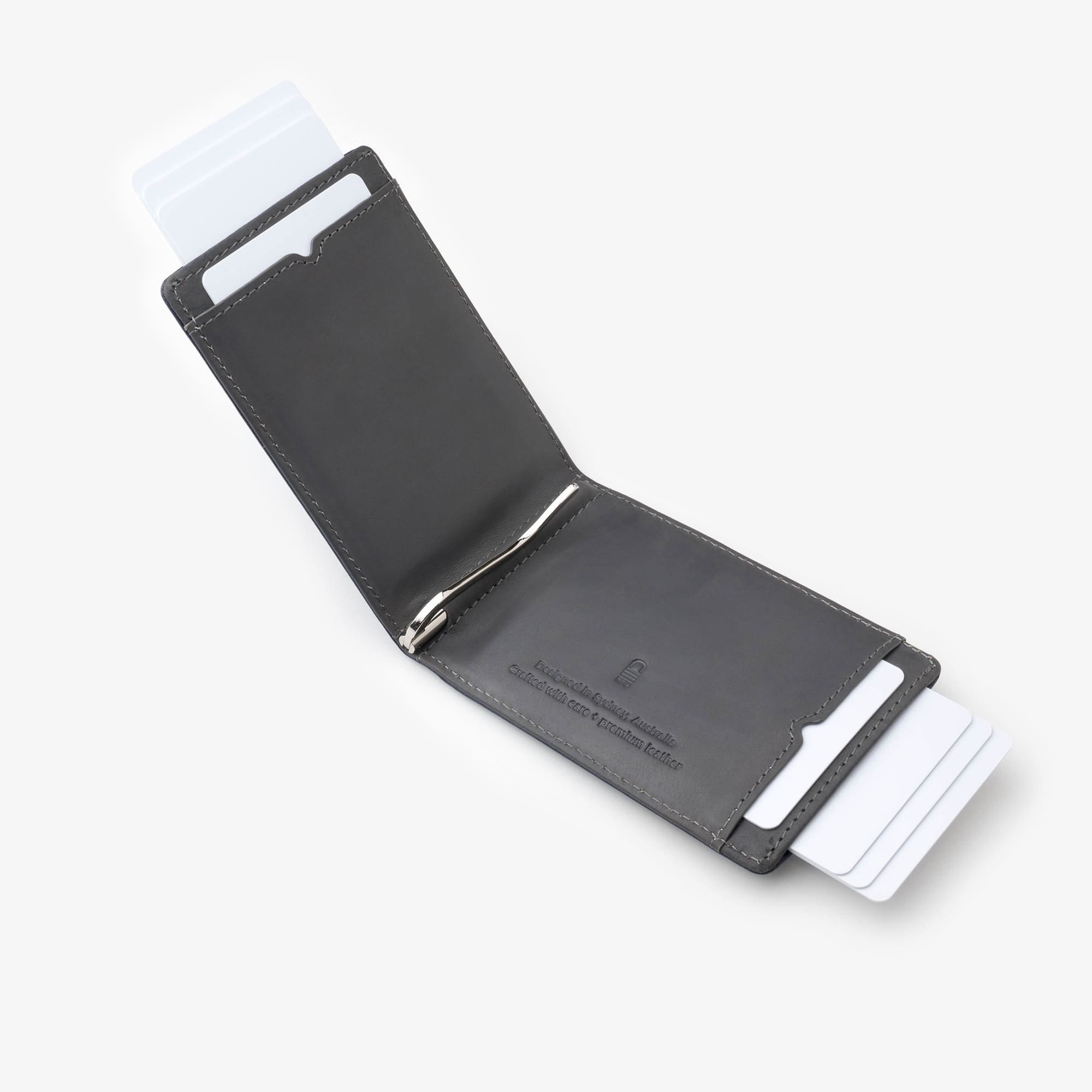 Karakoram2 slim moneyclip wallet men's leather Navy blue charcoal 2 tone